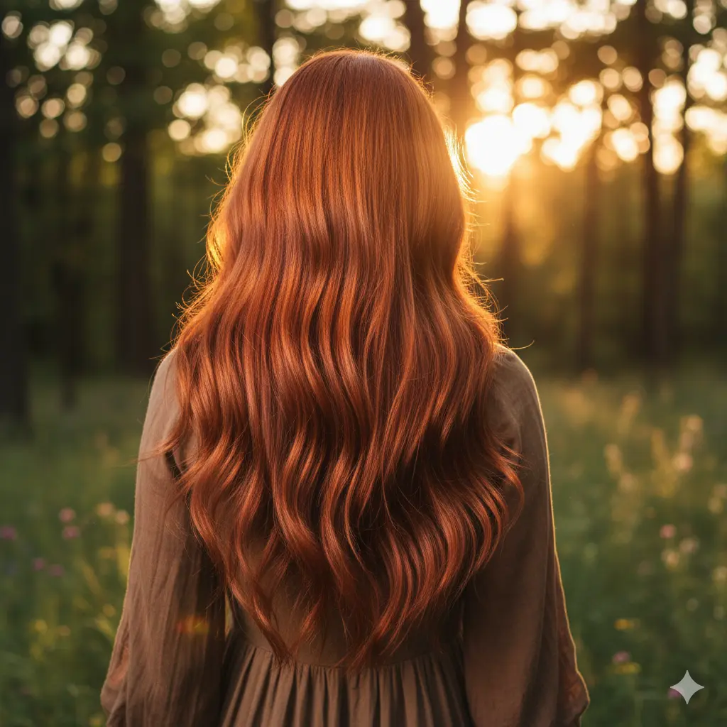 Chioma di capelli colorati sani e brillanti, risultato di una corretta manutenzione del colore a casa."